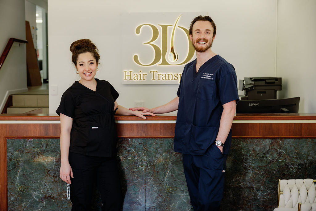 Dr Alexander Brooks and Dr Ranadi Vincent at the 3D Hair Transplant reception, Bundall, Gold Coast